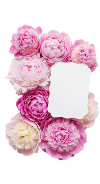 Pink and white peonies in bloom.