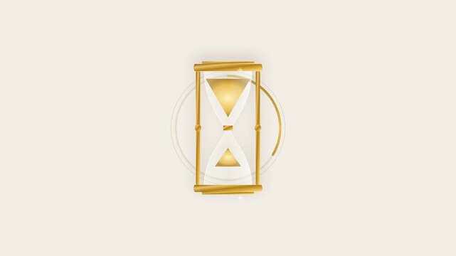 Golden hourglass icons with flowing sand on minimal background