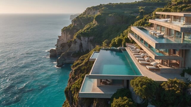Opulent cliff-edge resort with magnificent sea vistas and exquisite infinity swimming pools