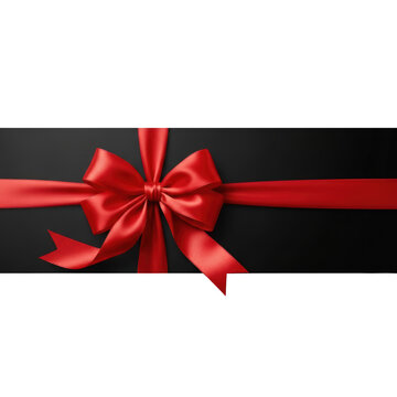 Red ribbon bow on black background.