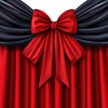 Red curtain background with festive bow