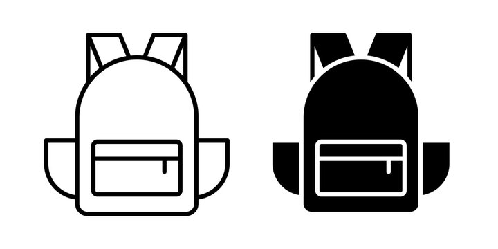 Backpack icon thin line symbols set