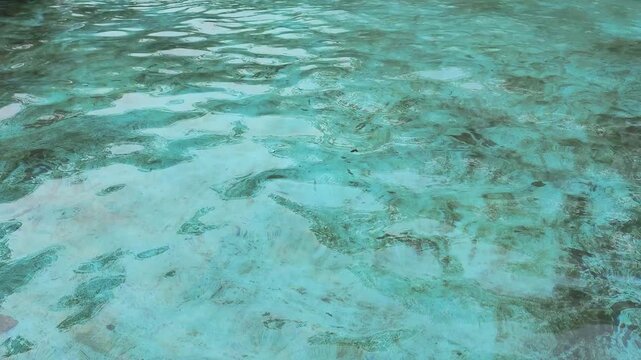 4K of Crystal Clear Turquoise Water Surface with Ripples and Undulation
