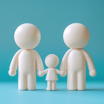 Three abstract figures holding hands together
