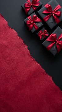 Elegant Black Gift Boxes With Red Ribbon Bow