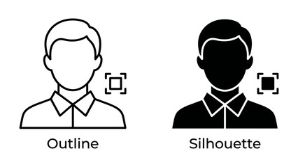 Fototapeta premium User Icon Representation: A visual comparison showcasing two distinct user profile icons: one as a clean outline and the other as a solid silhouette.
