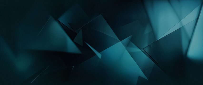 Abstract Dark Teal Geometric Low Poly Background with Glassmorphism Texture