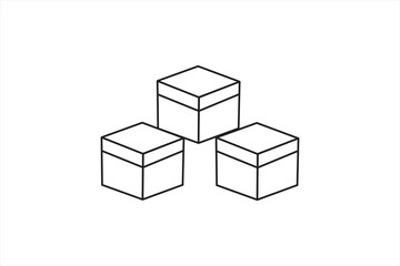 Naklejka premium Three simple cubes stacked in isometric view isolated on white background