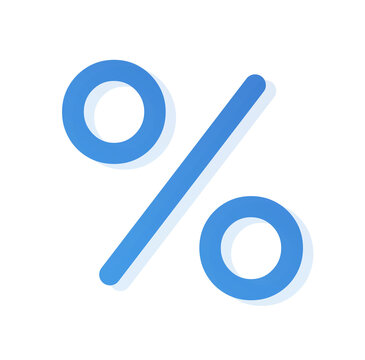 Blue percent percentage sign symbol for discount sale offer finance rate isolated on transparent png background