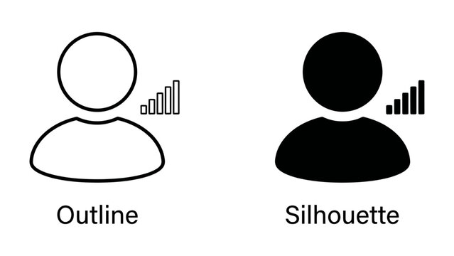 User Icon Comparison: A side-by-side comparison of two user icons, one as a clean outline and the other as a solid silhouette.