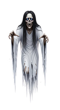 Spooky woman with skeleton face paint.