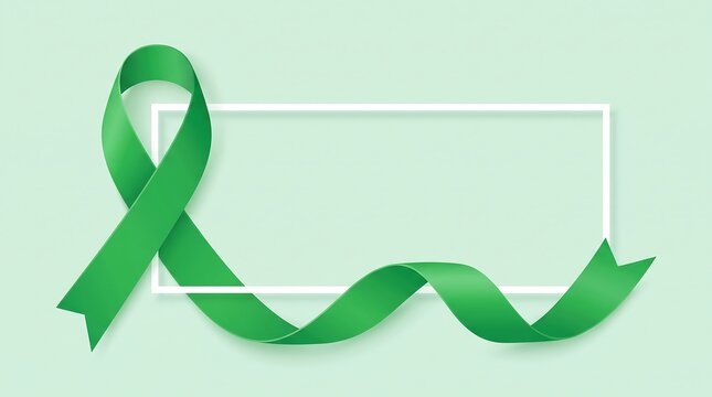 Bright Green Awareness Ribbon Design Isolated Background