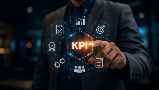KPI Performance Metrics Dashboard and Business Analytics Strategy Management Concept