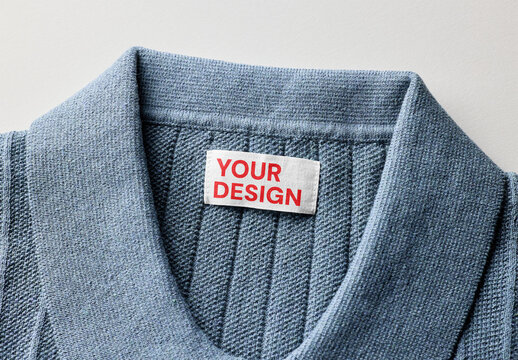 Mockup Of Customizable Label On Shirt With Collar