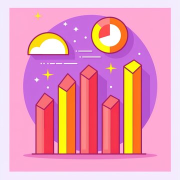 Data analysis bar chart icon illustration