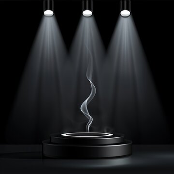 Empty product podium with smoke spotlight