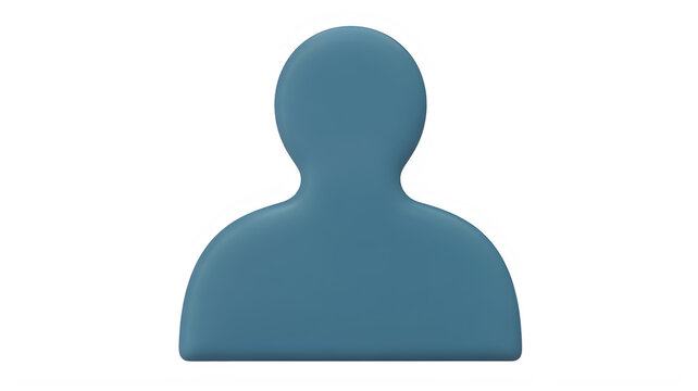 Blue user profile icon representing a person or human account isolated on transparent background