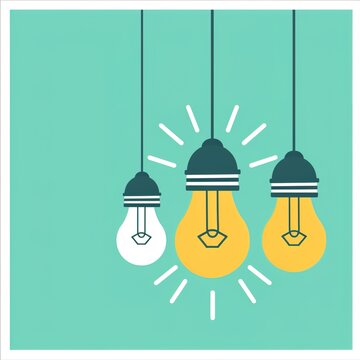 Hanging light bulbs representing creative ideas