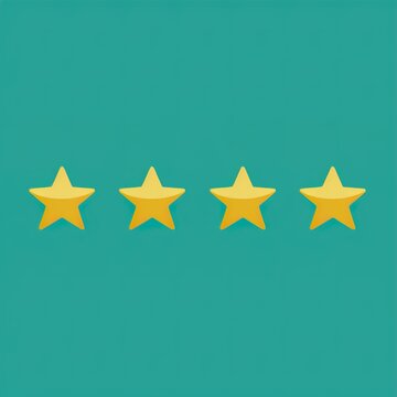 Four Yellow Rating Stars Icon Set