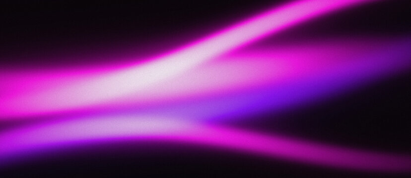  Fond abstrait sombre avec vagues de lumi&egrave;re n&eacute;on rose et violette et texture de grain. Arri&egrave;re-plan id&eacute;al pour design, en-t&ecirc;te et fond d'&eacute;cran