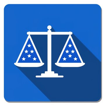 Justice scales icon with star pattern