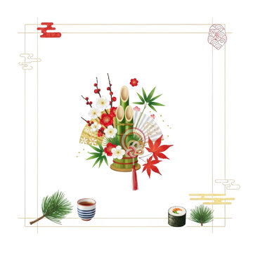 Traditional Japanese New Year Food Arrangement.
