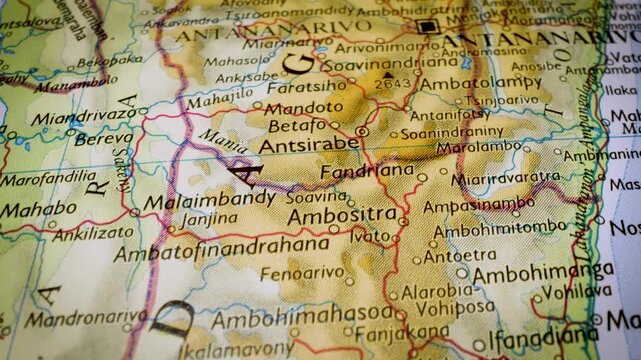 cinematic gliding map journey toward antananarivo madagascar
