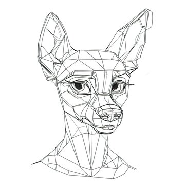 Geometric dog head line art illustration