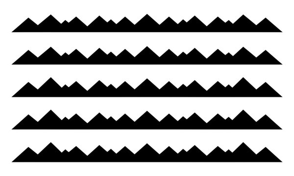 Black silhouette pattern of mountain peaks against white background, mountains