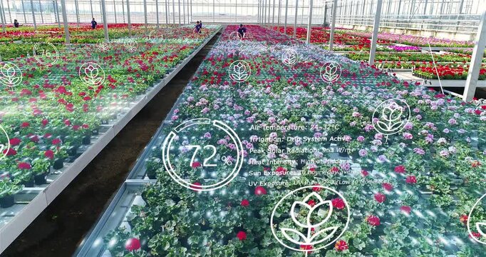 Smart Greenhouse with AI Plant Monitoring and Digital Crop Analytics. Precision Greenhouse Farming with Real Time Plant Monitoring Technology.