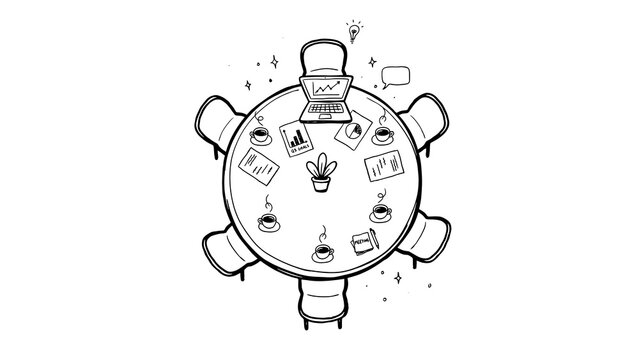 Business presentation, team brainstorming session, collaborative workplace meeting. Professional group discussion concept.