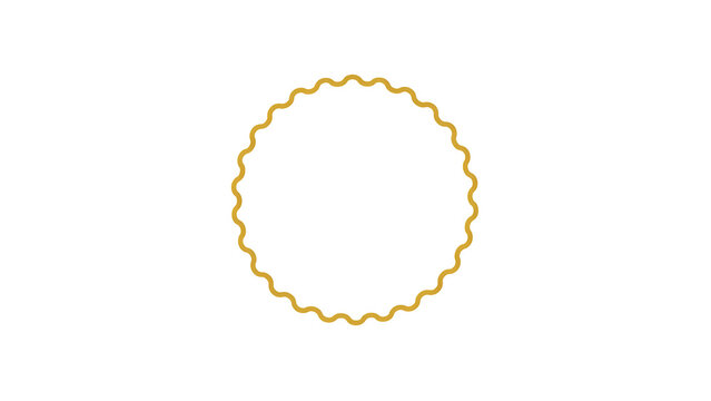 Decorative scalloped circular frame line art design element. Wavy golden vector border illustration. Elegant round edge ornament for creative projects.