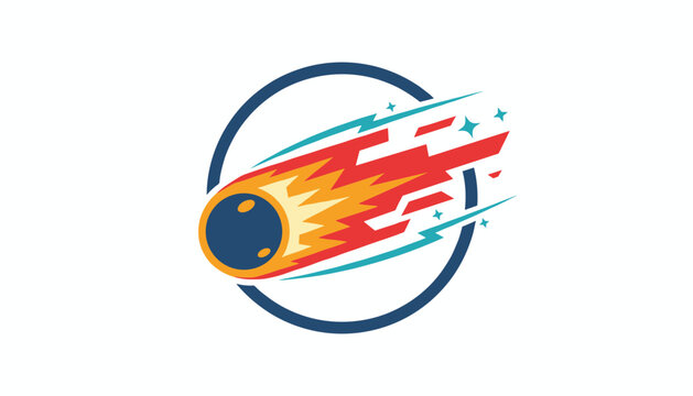 Vibrant graphic logo of a fiery comet or meteor speeding through space with a bright tail enclosed in a circular frame.