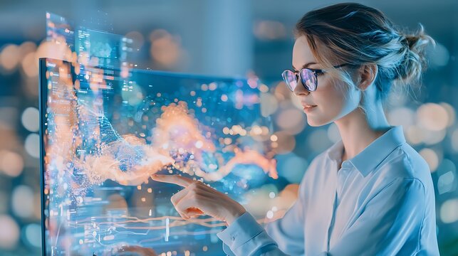 Analysis AI Dashboard HR learning and development director reviewing AI-powered skills gap analysis dashboard on large monitor, heat map showing team competency levels across departments, recommended 