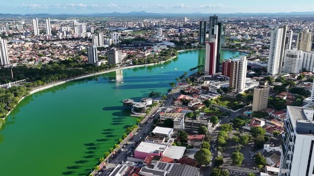 Lakefront Park In Campina Grande In Paraiba Brazil. Lakefront Landscape. Beautiful Cityscape. Lakefront Park In Campina Grande In Paraiba Brazil. Downtown Skyline. Tourism Landmark.