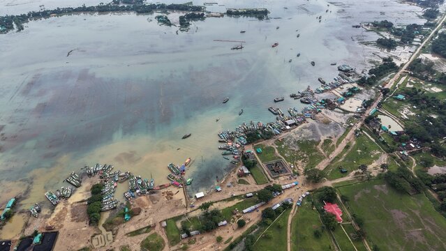 Aerial Drone View of Tanguar Haor Wetland in Sunamganj, Bangladesh