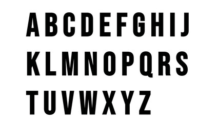 Bold heavy sans serif alphabet set featuring black capital letters © Fardous 