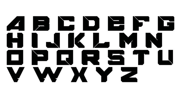 Futuristic bold black alphabet letters uppercase