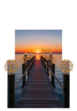 Wooden Pier Extending into Calm Water.
