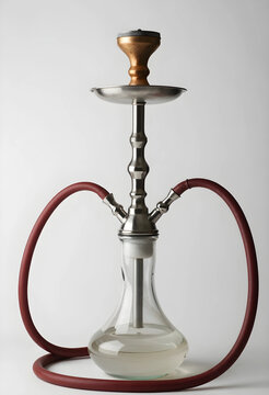 Hookah smoking culture and social gathering, shisha pipe with two hoses for relaxation and leisure activity