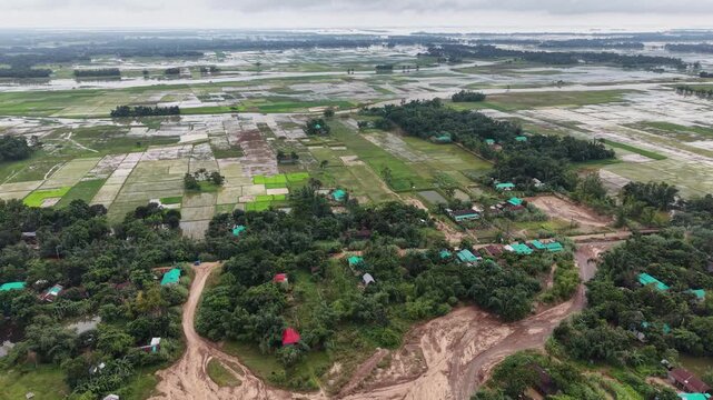 Aerial Drone View of Tanguar Haor Wetland in Sunamganj, Bangladesh