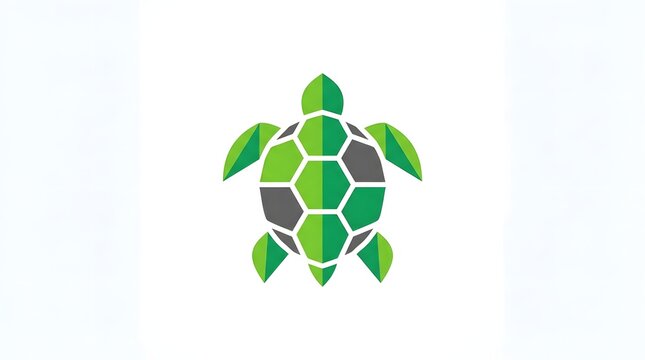 Minimalist Geometric Green Sea Turtle Logo Icon