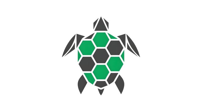 Geometric sea turtle icon with honeycomb hexagonal shell pattern