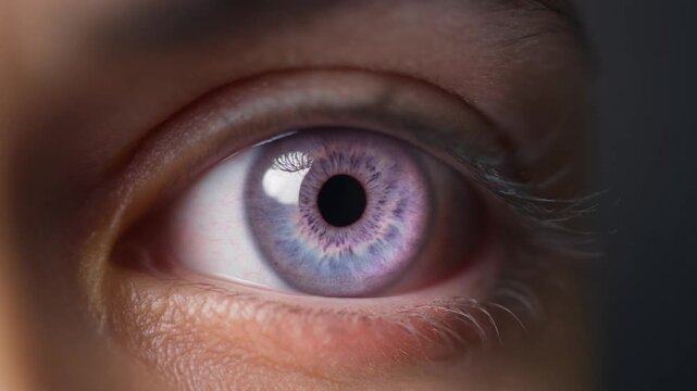 Extreme macro footage of a single beautiful human eye expressing subtle surprise for national eye exam month