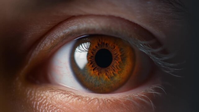 Extreme macro footage of a single beautiful human eye expressing quiet confidence through a steady gaze for Indonesia Independence Day