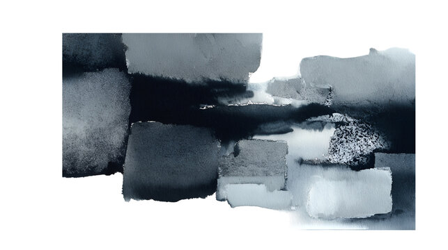 Abstract icy watercolor texture with jagged ice fragments floating in fluid, perfect for cold-weather concept backgrounds