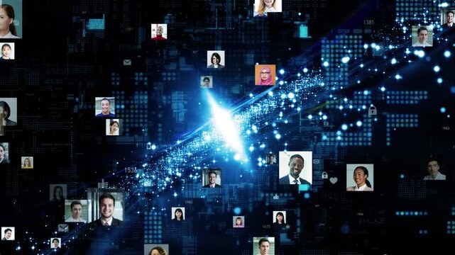 サイバースペースと多国籍の人々。人材、テクノロジー、データ、科学、研究、宇宙、銀河、未来、サイバー