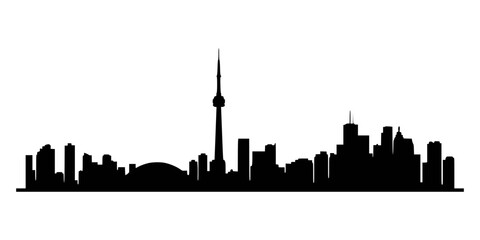 Fototapeta premium Black silhouette of toronto city skyline isolated on a simple white background