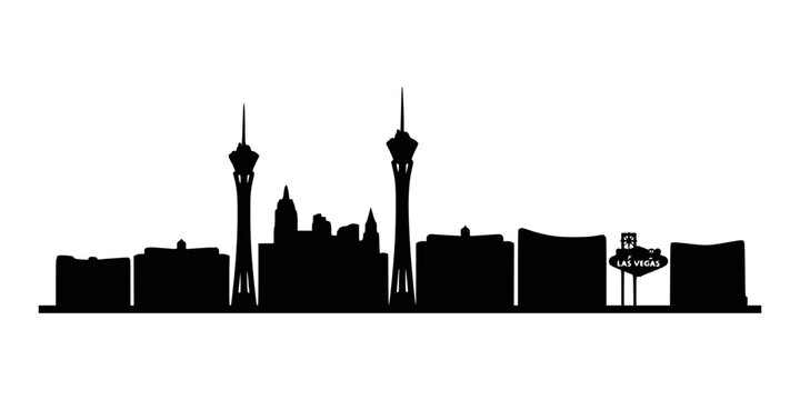 Black silhouette of the las vegas city skyline isolated on white background