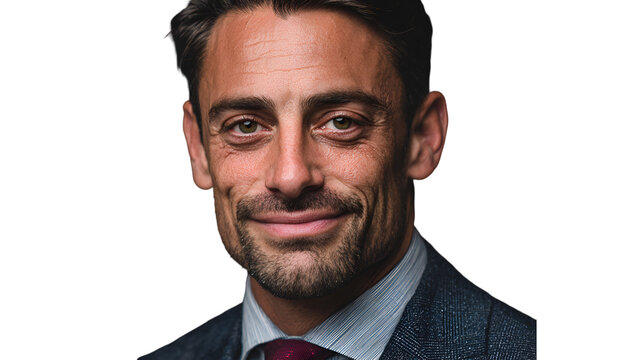 Professional man in polished suit with warm-toned lighting, sleek background for corporate branding and executive profiles